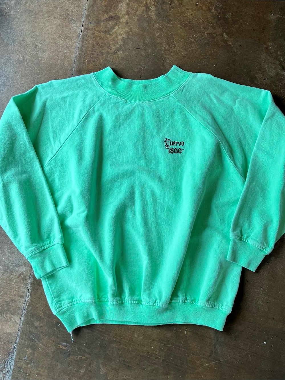 Jose Quervo Vintage 1980 Neon Green Embroidered Liquor Promo Sweatshirt Crewneck